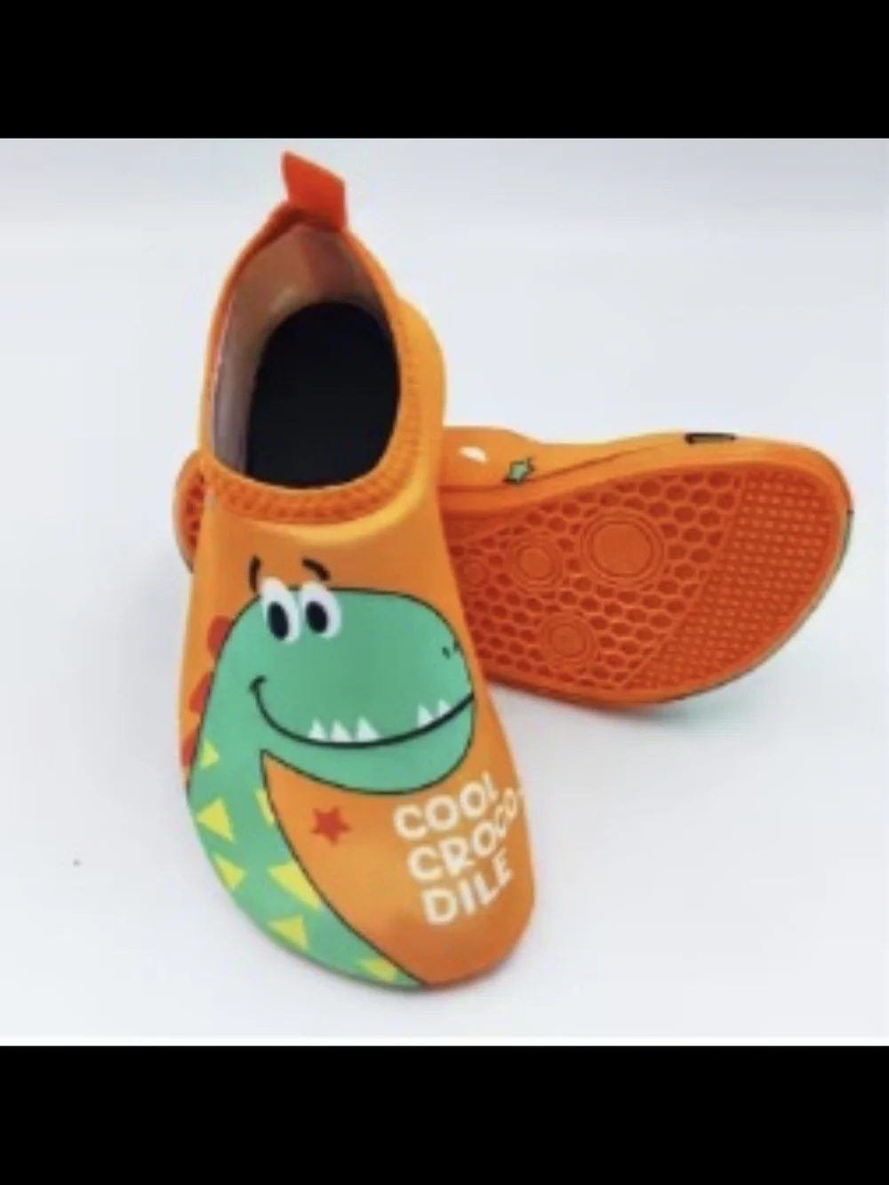 Kids Orange 'Cool Crocodile' Slip-On Water Shoes Size 5½ 6 Toddler Or 24/25 Asia